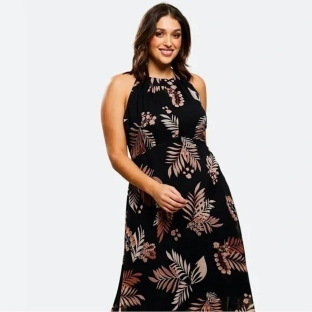 NWT ESTELLE Capri Sunset Black Dress Size 2X